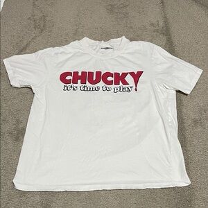 White T-Shirt with Red Chucky Print